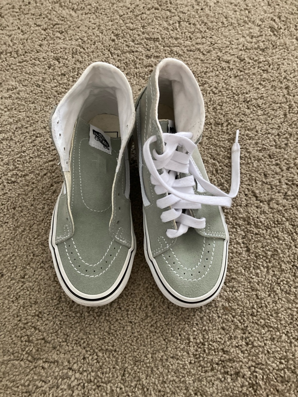 Vans Kids High-Top Sneakers in Sage Green with White Accents